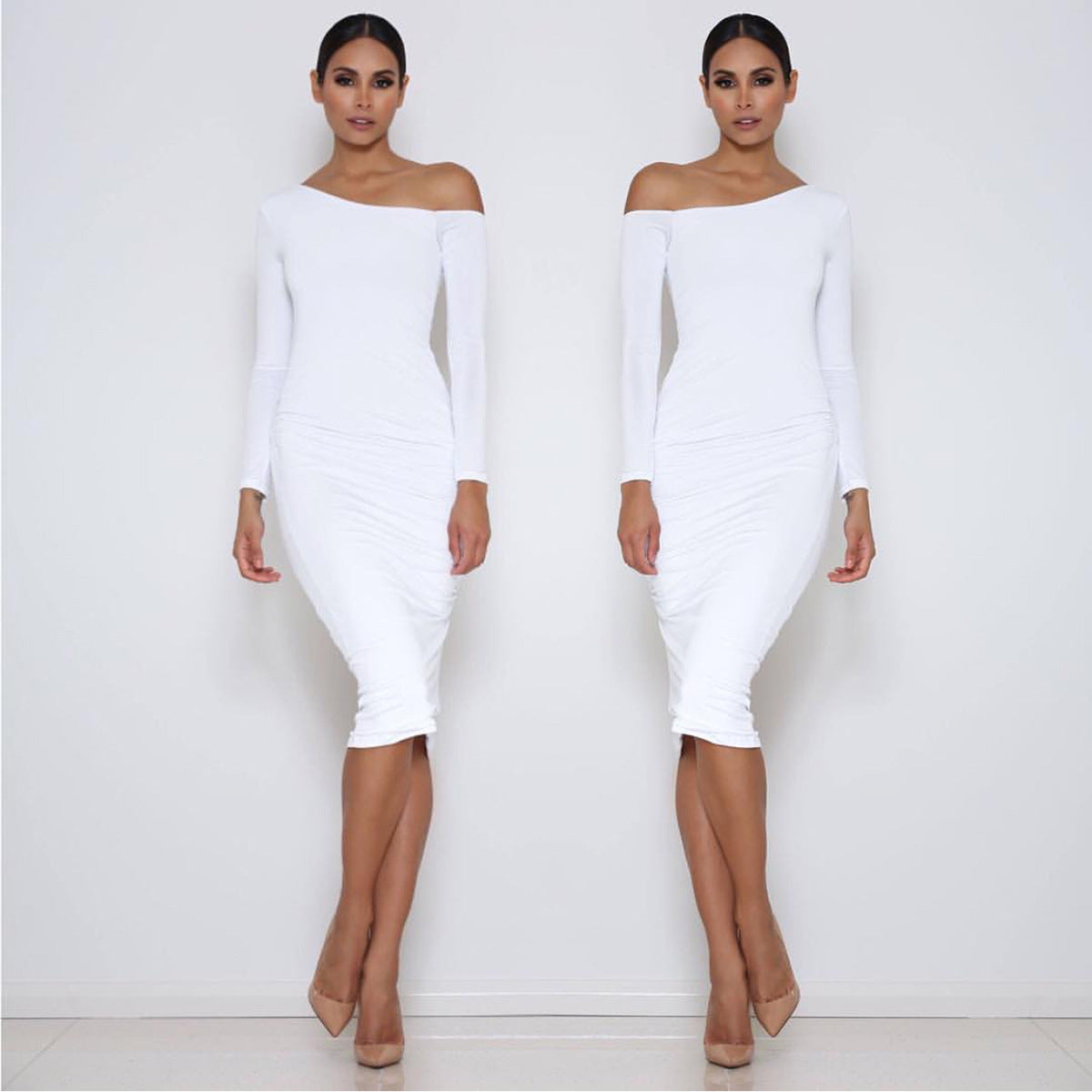 Long-sleeve, Off-shoulder Cocktail Dress