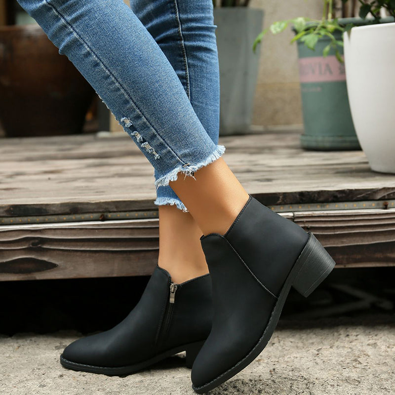 Ankle Side Zipper Boots