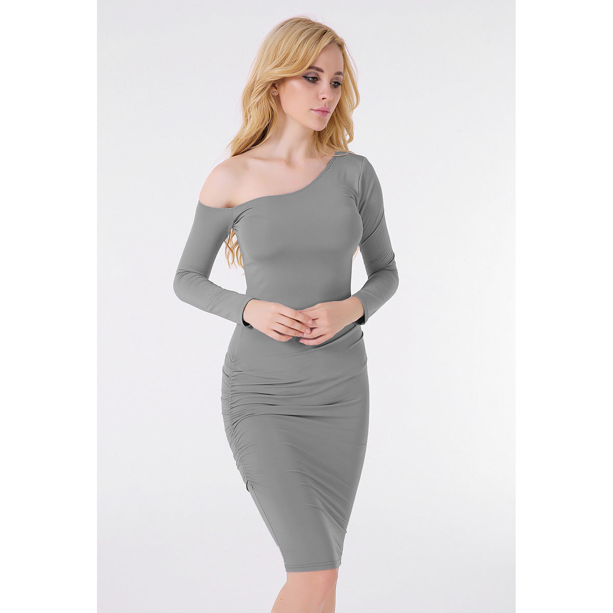 Long-sleeve, Off-shoulder Cocktail Dress