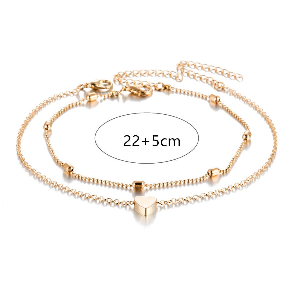 Double-layered, Heart-shaped Anklet