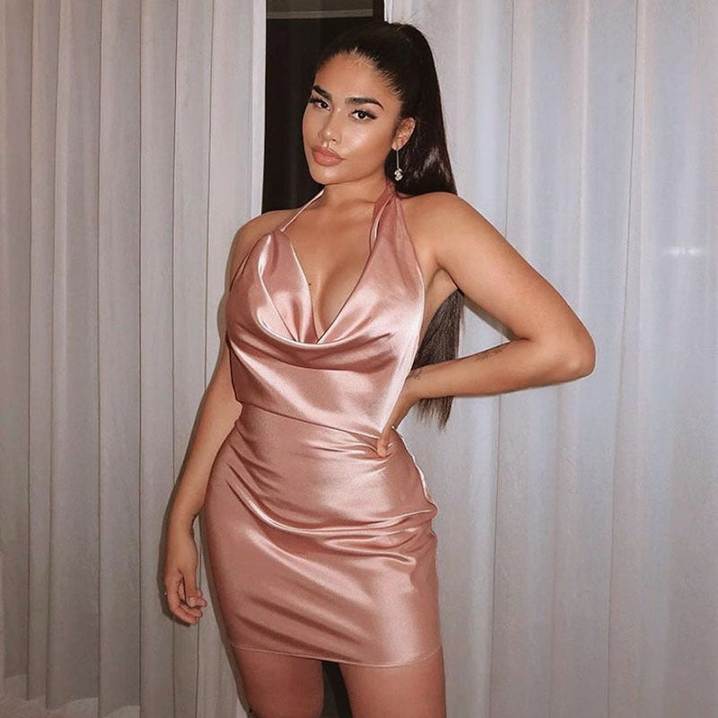 Backless Satin Cocktail Dress