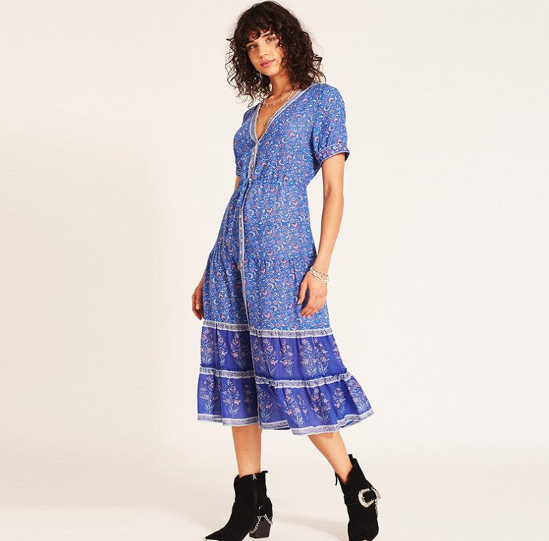 Midi V-neck Bohemian Dress