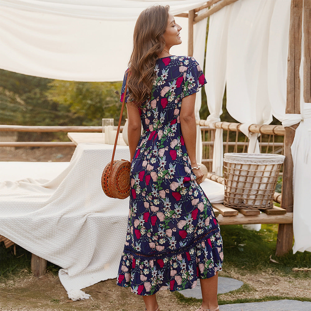 Net Floral Print Dress