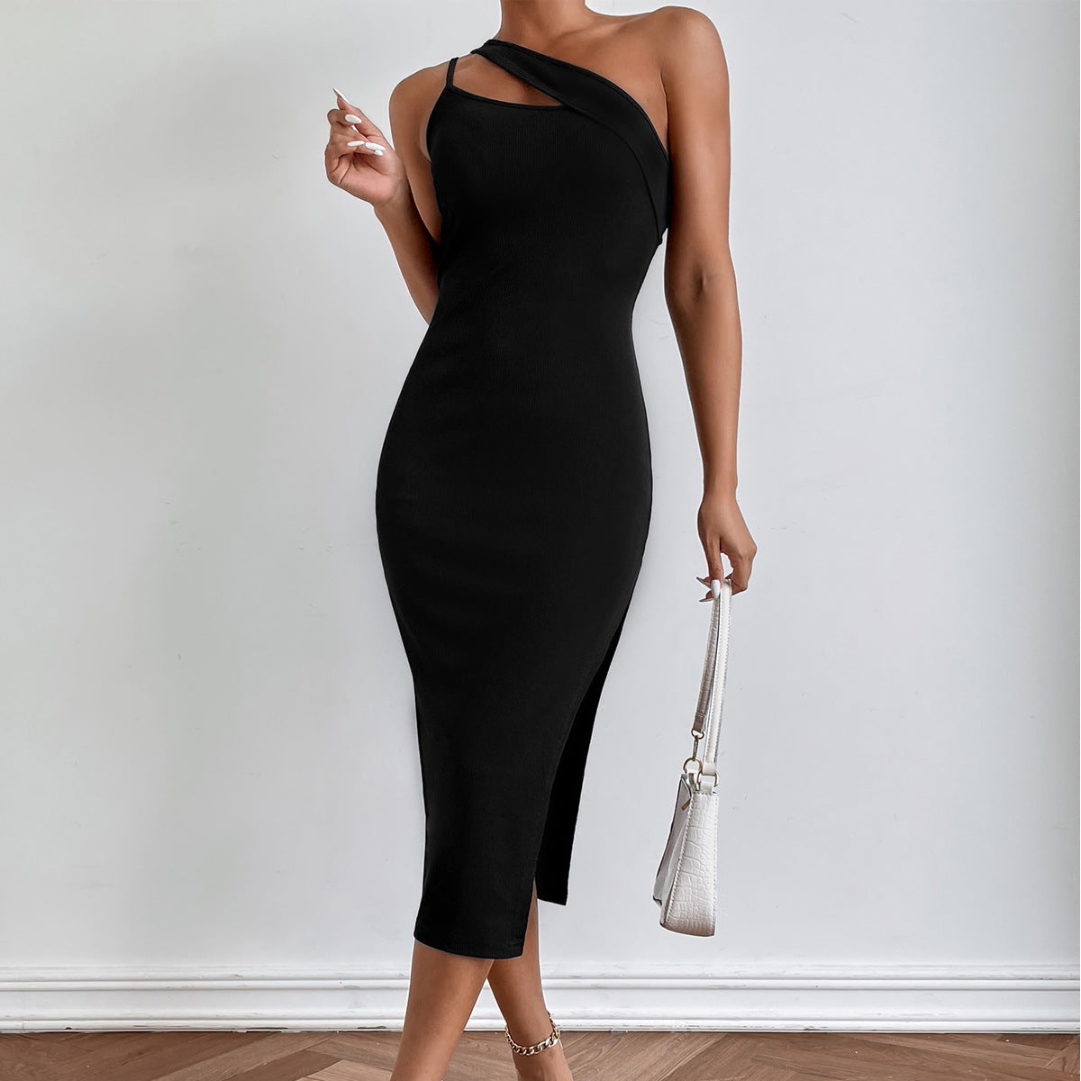 One Shoulder Open Back Cocktail Dress