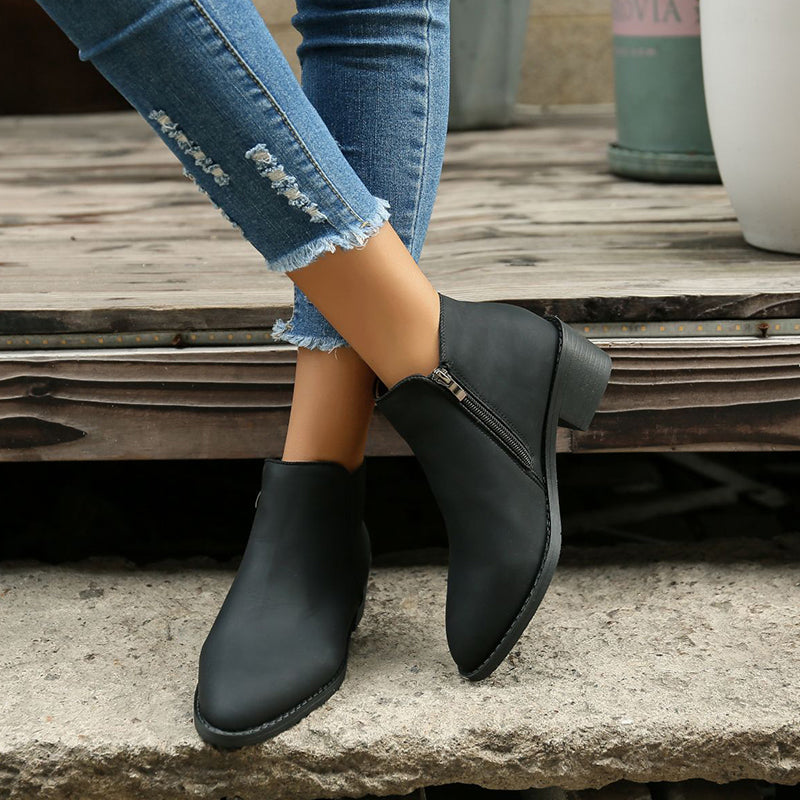 Ankle Side Zipper Boots